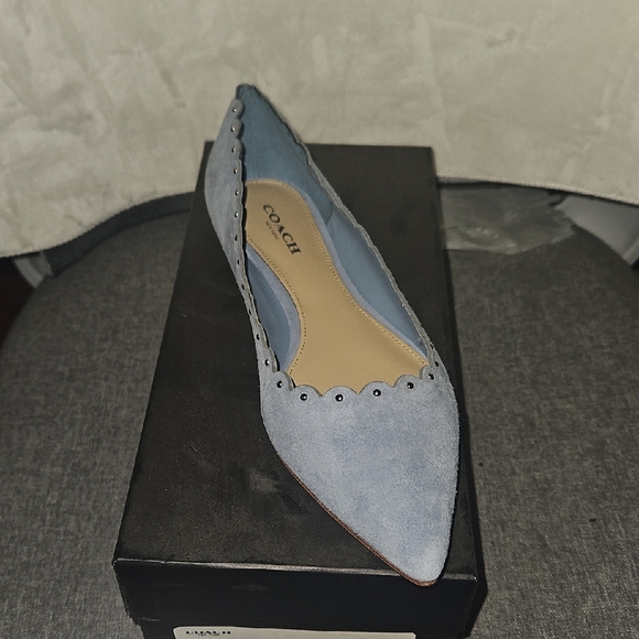 Coach Women's Light Blue Scalloped Loafers - Picture 3 of 11